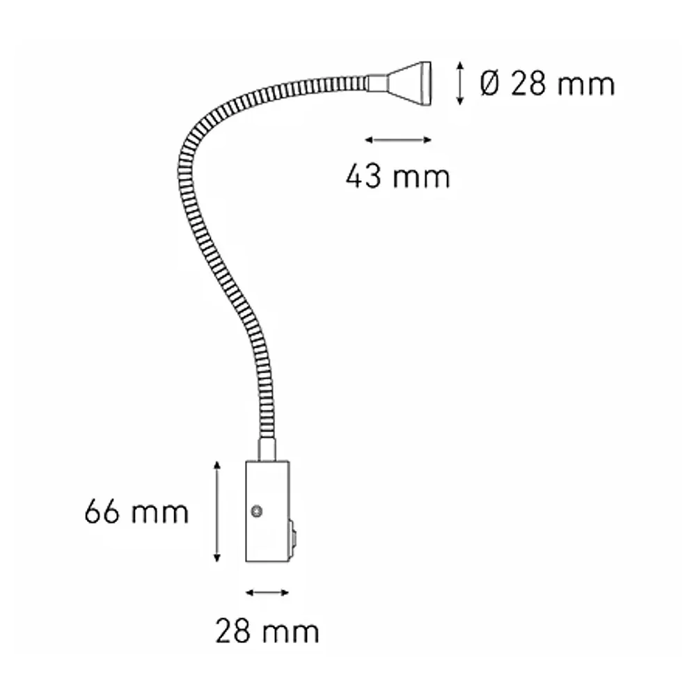 LUMINARIO LED SOBREPONER MURO SWAN I 1.6W/100-240V. APAGADOR Y BRAZO METALICO FLEXIBLE ANODIZADO 4000K LUZ NEUTRA ELECTROM...