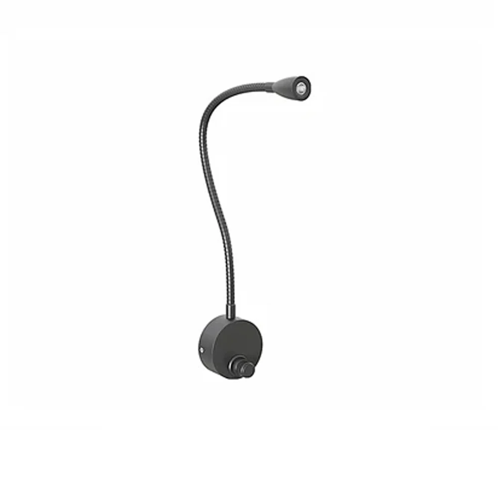 LUMINARIO LED SOBREPONER MURO SWAN I 1.6W/100-240V. APAGADOR Y BRAZO METALICO FLEXIBLE ANODIZADO 4000K LUZ NEUTRA ELECTROM...