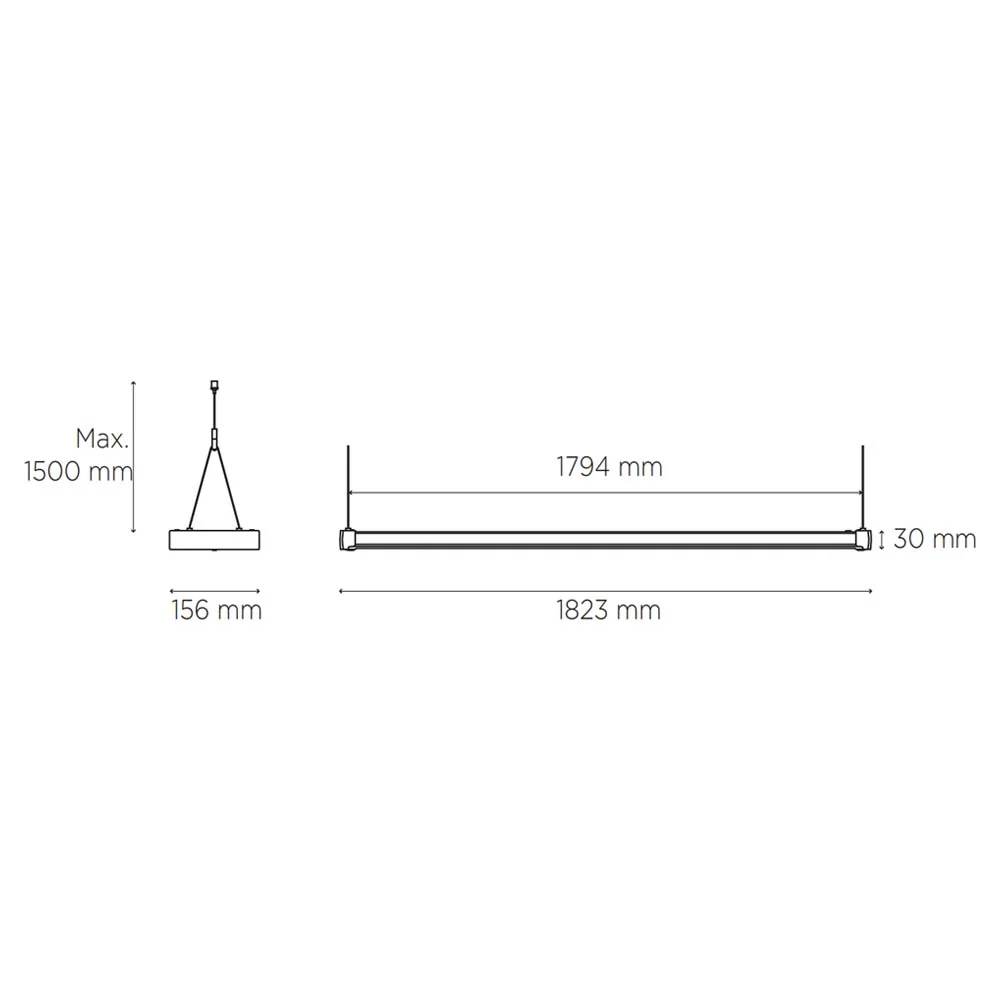 LUMINARIO LED SUSPENDIDO TRECK 1800 90W/100-240V. BLANCO 4000K LUZ NEUTRA ELECTROMAG MAGG