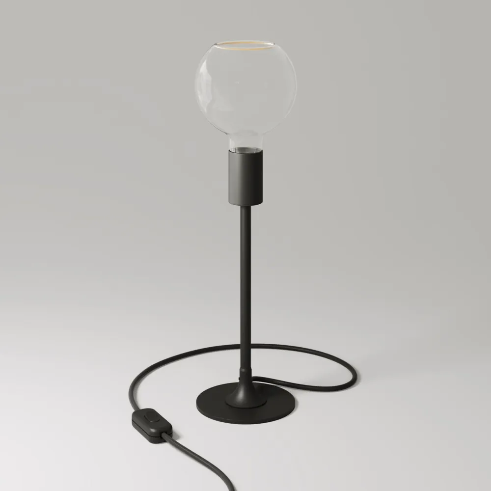 MAG-Y tafellamp met ronde metalen voet en heldere Ghost G05 lamp - Zwart