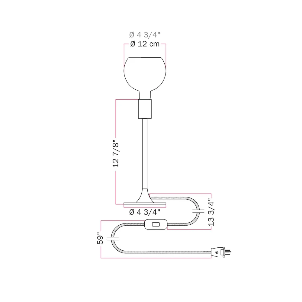 MAG-Y tafellamp met ronde metalen voet en heldere Ghost G05 lamp - Zwart