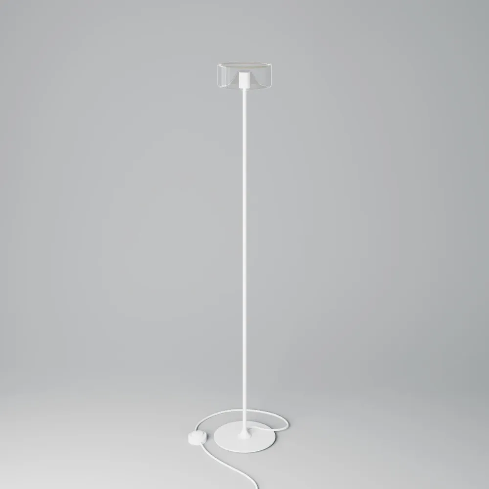 MAG-Y vloerlamp met ronde metalen voet en Ghost LED-lamp - Mat wit