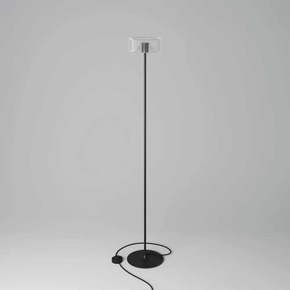 MAG-Y vloerlamp met ronde metalen voet en Ghost LED-lamp - Zwart