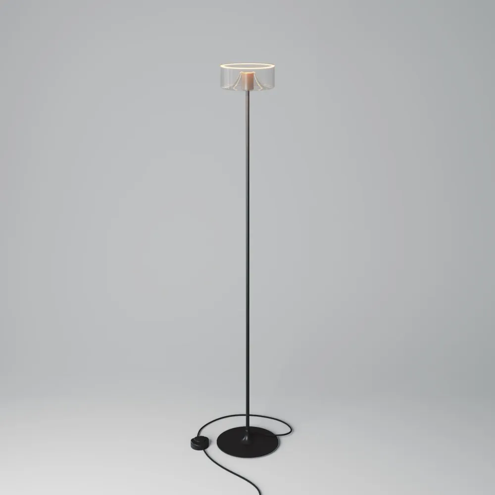 MAG-Y vloerlamp met ronde metalen voet en Ghost LED-lamp - Zwart