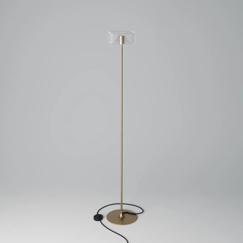 MAG-Y vloerlamp met ronde metalen voet en Ghost LED-lamp - Geborsteld brons