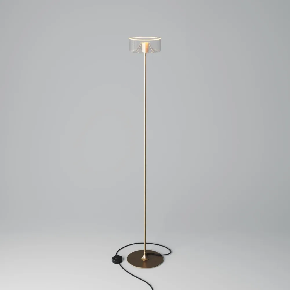 MAG-Y vloerlamp met ronde metalen voet en Ghost LED-lamp - Geborsteld brons