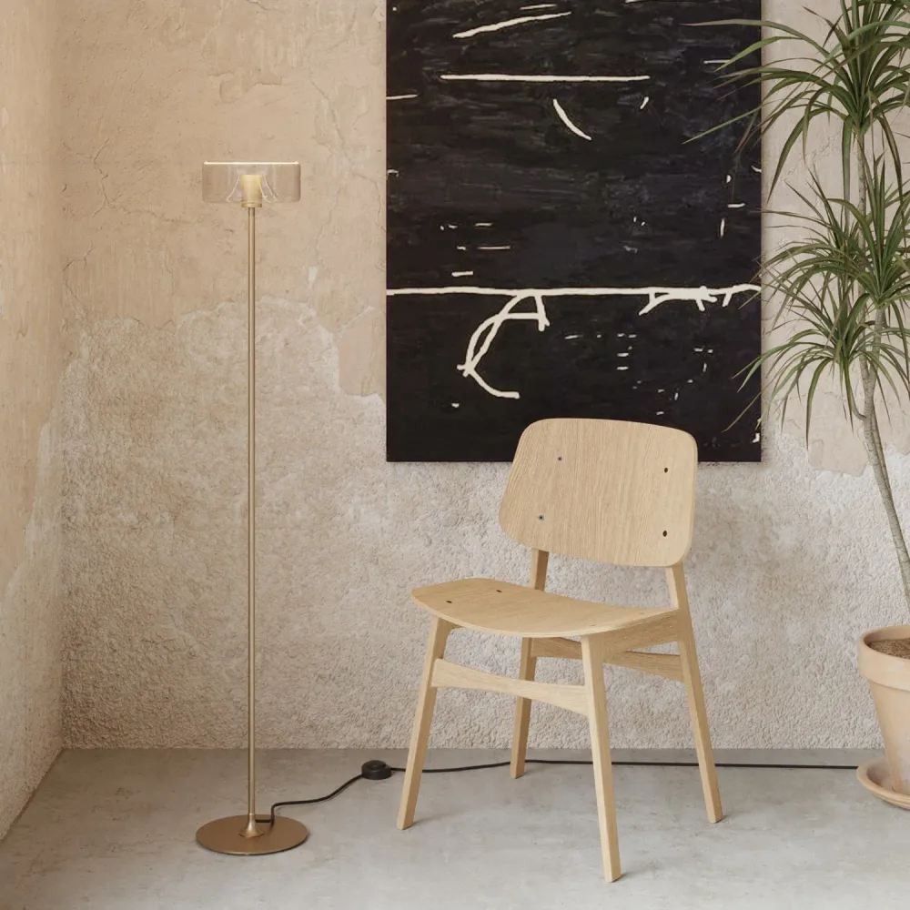 MAG-Y vloerlamp met ronde metalen voet en Ghost LED-lamp - Geborsteld brons