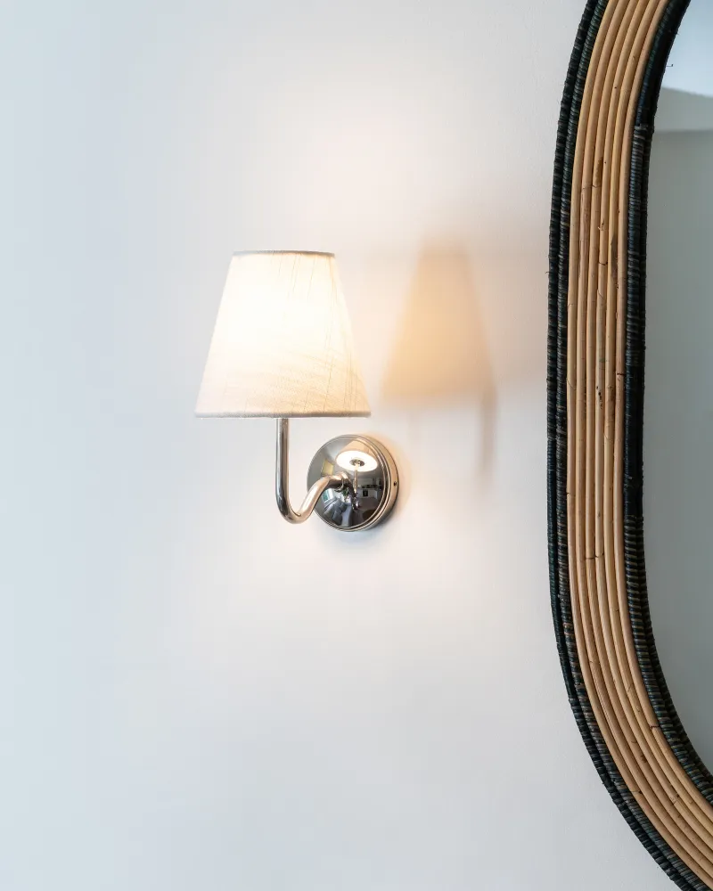 Malvern Kleine Wandlamp Alabaster Wit - Gepolijst Nikkel