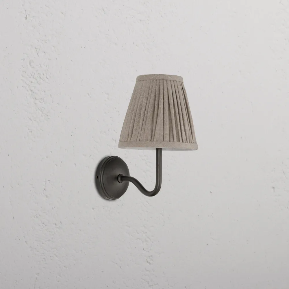 Malvern Kleine Wandlamp Geplooid Naturel Beige - Brons