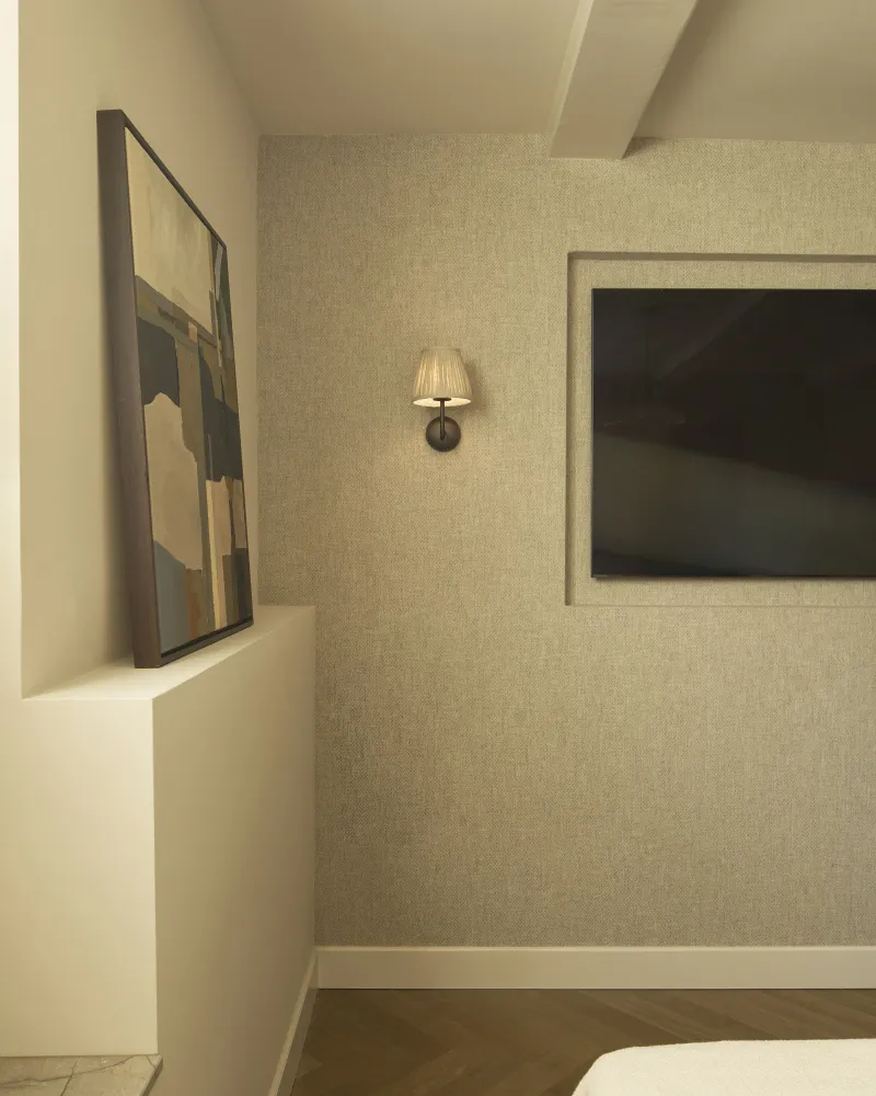 Malvern Kleine Wandlamp Geplooid Naturel Beige - Brons
