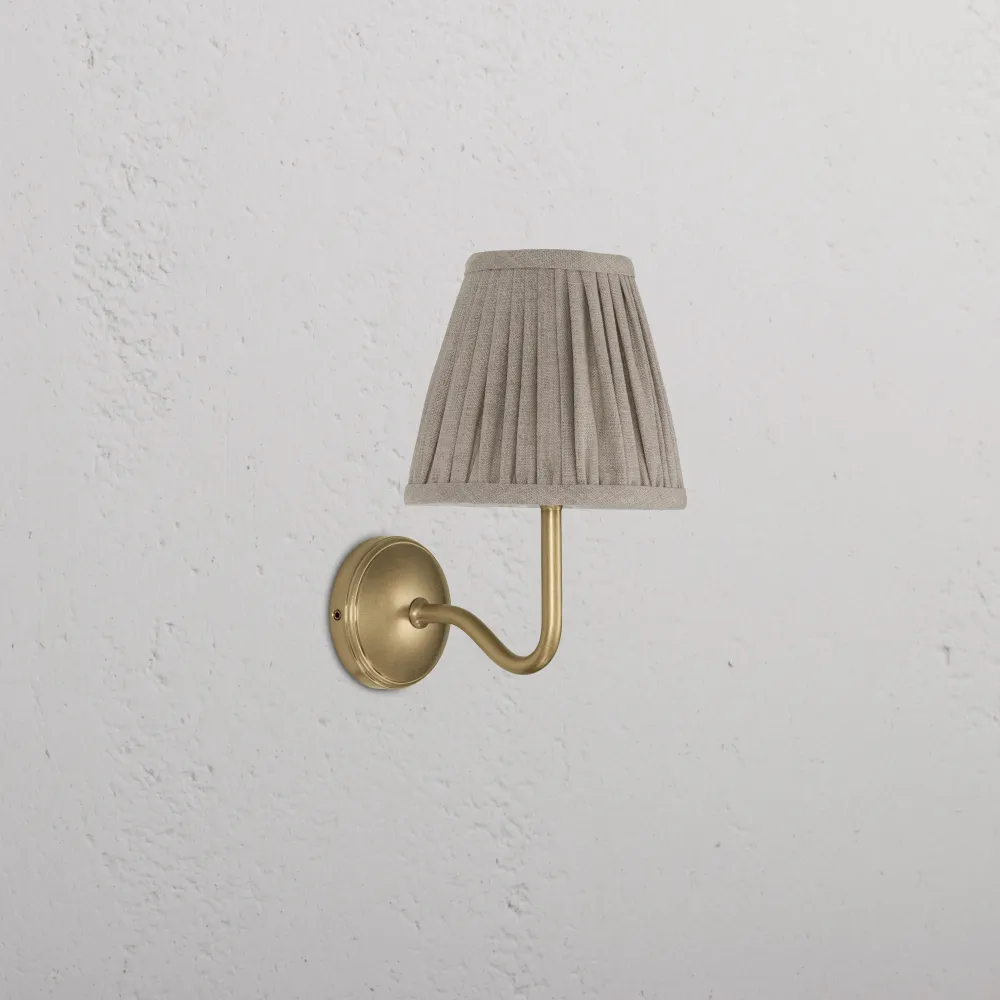 Malvern Kleine Wandlamp Geplooid Naturel Beige - Antiek Messing