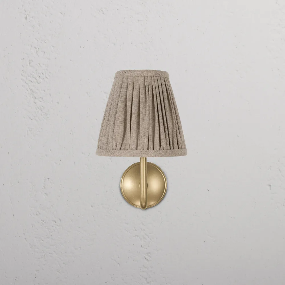 Malvern Kleine Wandlamp Geplooid Naturel Beige - Antiek Messing