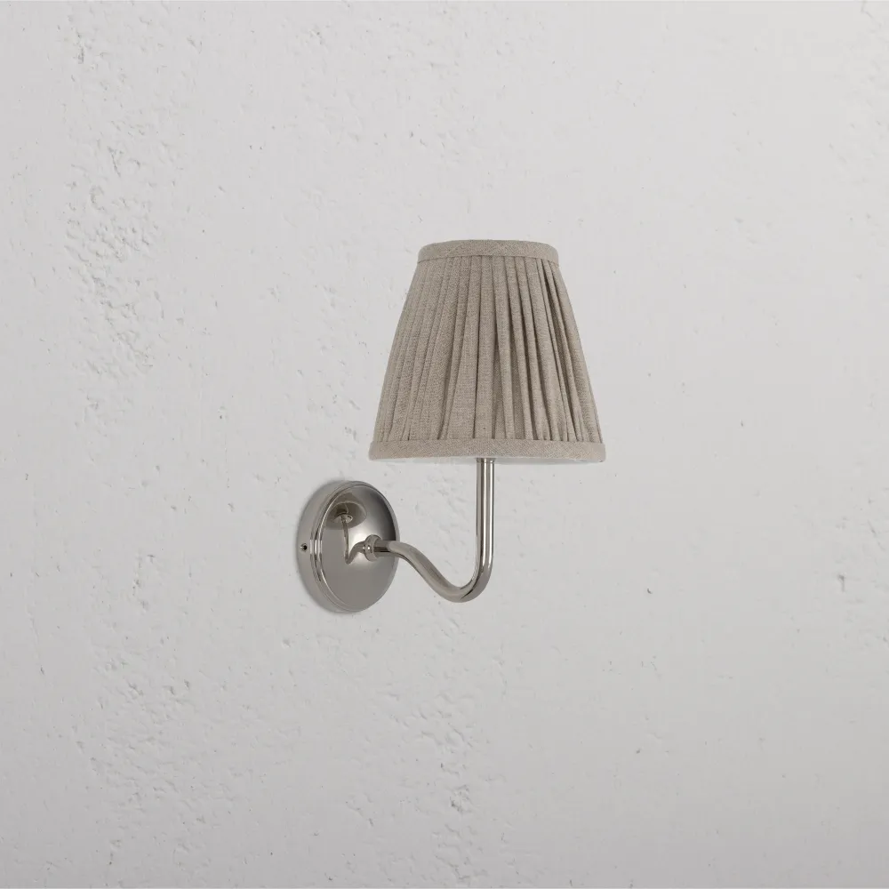 Malvern Kleine Wandlamp Geplooid Naturel Beige - Gepolijst Nikkel