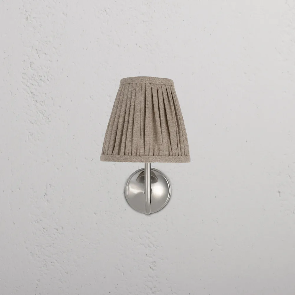 Malvern Kleine Wandlamp Geplooid Naturel Beige - Gepolijst Nikkel