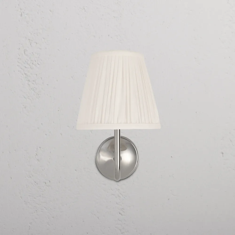 Malvern Medium Wandlamp Geplooid Alabaster Wit - Gepolijst Nikkel