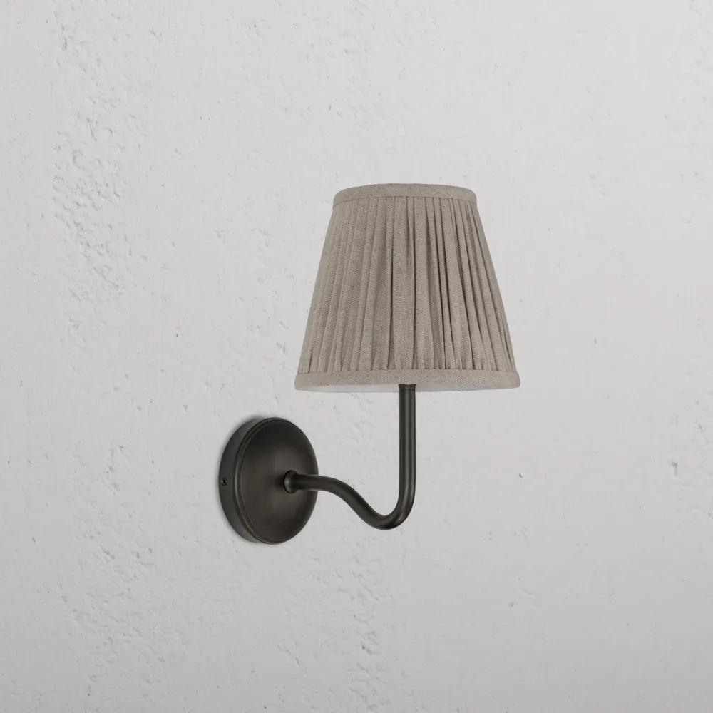 Malvern Medium Wandlamp Geplooid Naturel Beige - Brons