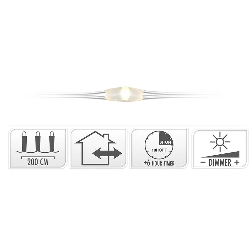 Cascadeverlichting - 200 Led - Warm Wit - Timer En Dimmer Marcels Webwinkel