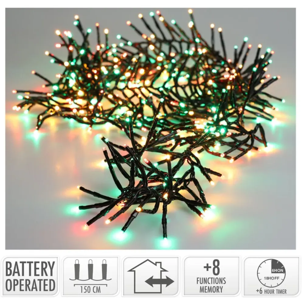 Clusterverlichting 192 Led - 1.4M - Three Tone Traditional - Batterij - Lichtfuncties - Geheugen - Timer Marcels Webwinkel