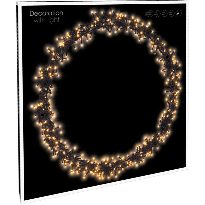 Kerstring Met Verlichting - 300 Led - Ø38 Cm - Extra Warm Wit - 8 Lichtfuncties - Voor Binnen En Buiten Marcels Webwinkel