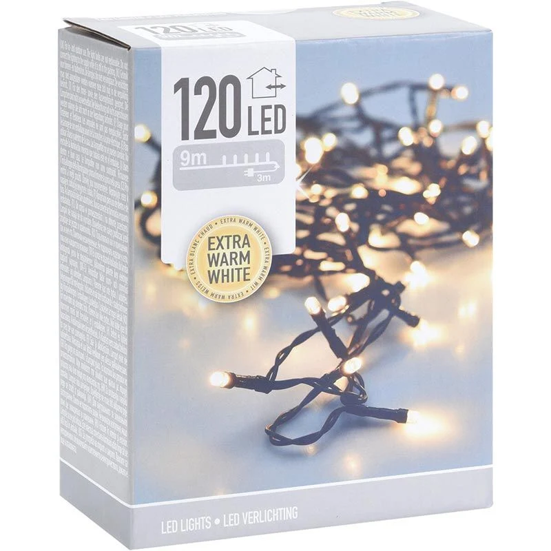 Kerstverlichting 120 Led- 9M - Extra Warm Wit - Timer - Lichtfuncties - Geheugen - Buiten Marcels Webwinkel