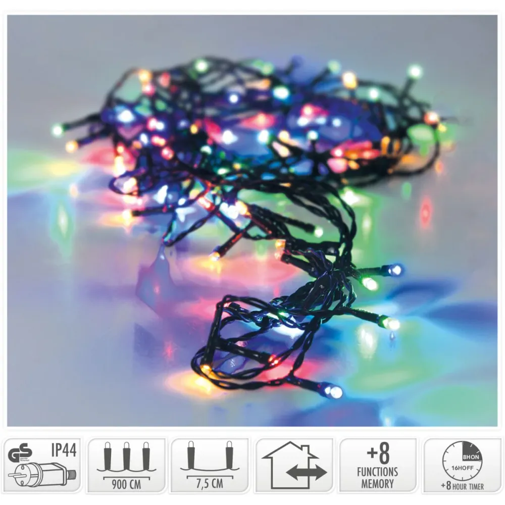 Kerstverlichting 120 Led- 9M - Multicolor - Timer - Lichtfuncties - Geheugen - Buiten Marcels Webwinkel