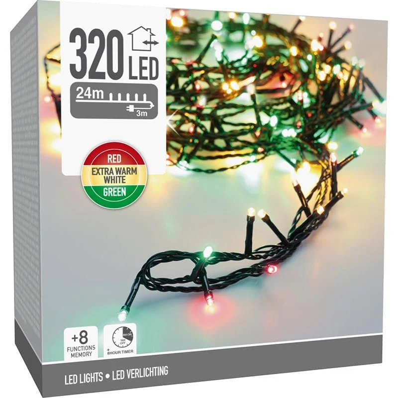 Kerstverlichting 120 Led- 9M - Three Tone Traditional - Timer - Lichtfuncties - Geheugen - Buiten Marcels Webwinkel