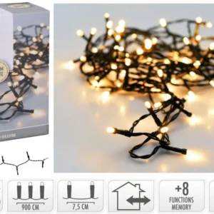 Kerstverlichting 120 Led- 9M - Warm Wit - Timer - Lichtfuncties - Geheugen - Buiten Marcels Webwinkel