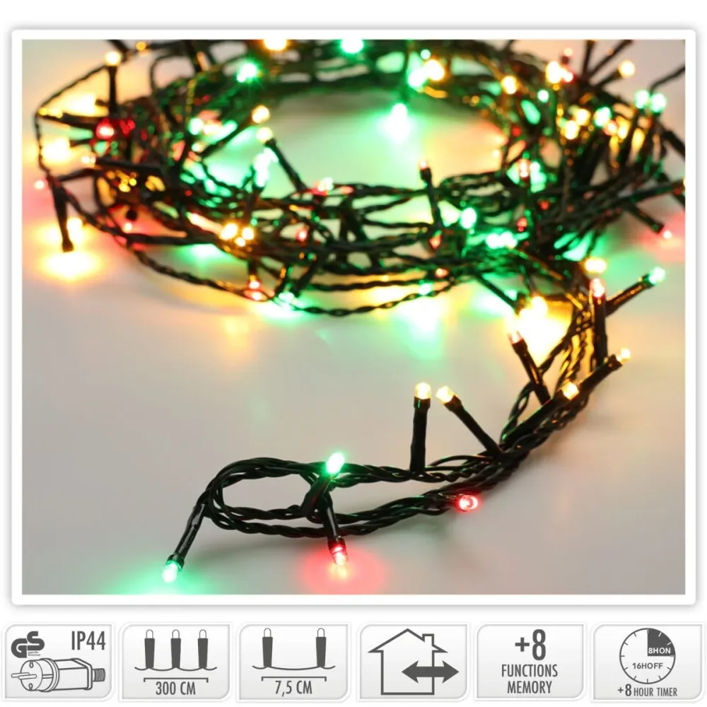 Kerstverlichting 180 Led- 13.5M - Three Tone Traditional - Timer - Lichtfuncties - Geheugen - Buiten Marcels Webwinkel