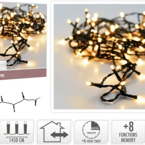 Kerstverlichting 192 Led - 14.5M - Extra Warm Wit - Batterij - Lichtfuncties - Geheugen - Timer Marcels Webwinkel