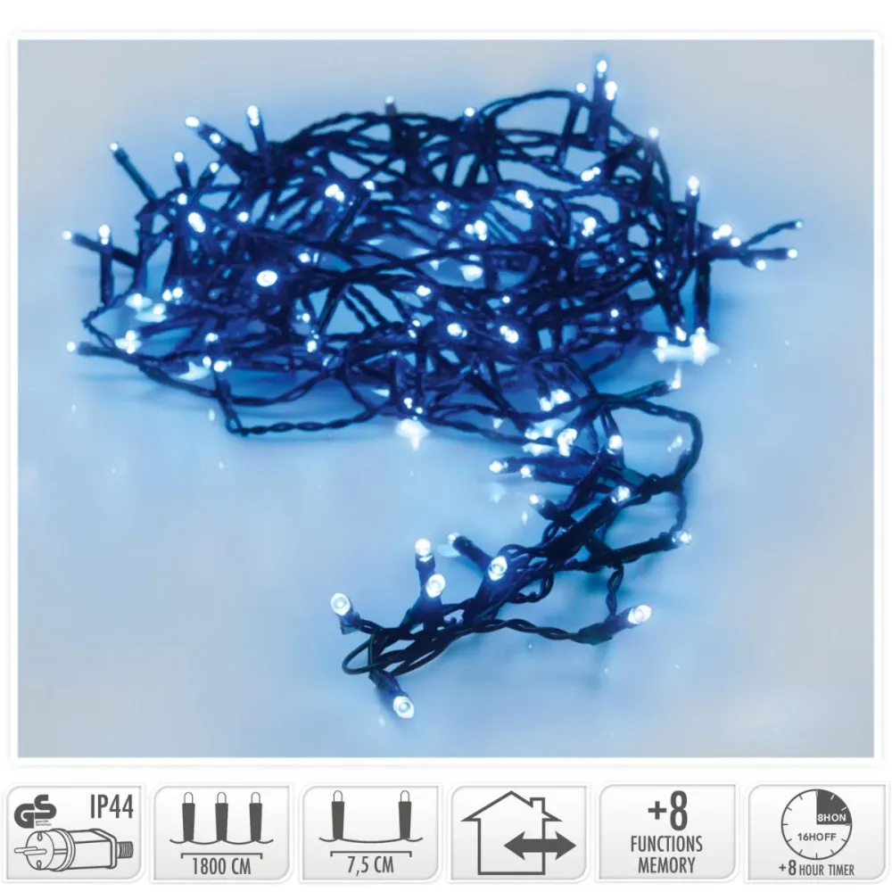 Kerstverlichting 240 Led- 18M - Blauw - Timer - Lichtfuncties - Geheugen - Buiten Marcels Webwinkel