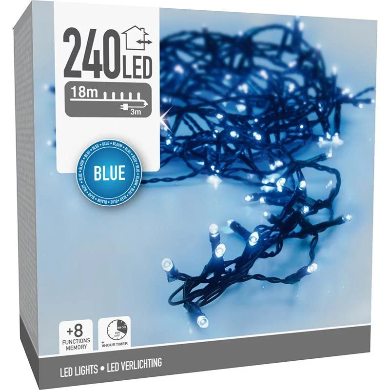 Kerstverlichting 240 Led- 18M - Blauw - Timer - Lichtfuncties - Geheugen - Buiten Marcels Webwinkel