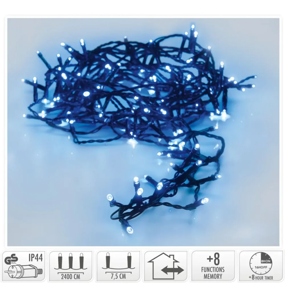 Kerstverlichting 320 Led- 24M - Blauw - Timer - Lichtfuncties - Geheugen - Buiten Marcels Webwinkel