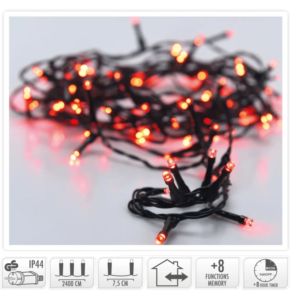 Kerstverlichting 320 Led- 24M - Rood - Timer - Lichtfuncties - Geheugen - Buiten Marcels Webwinkel