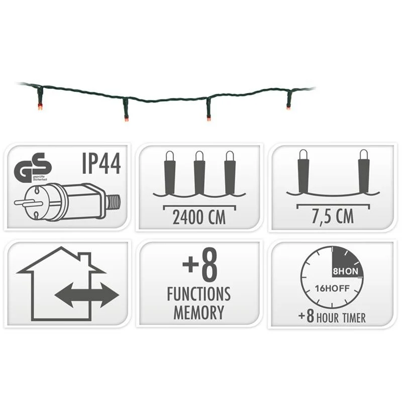 Kerstverlichting 320 Led- 24M - Rood - Timer - Lichtfuncties - Geheugen - Buiten Marcels Webwinkel