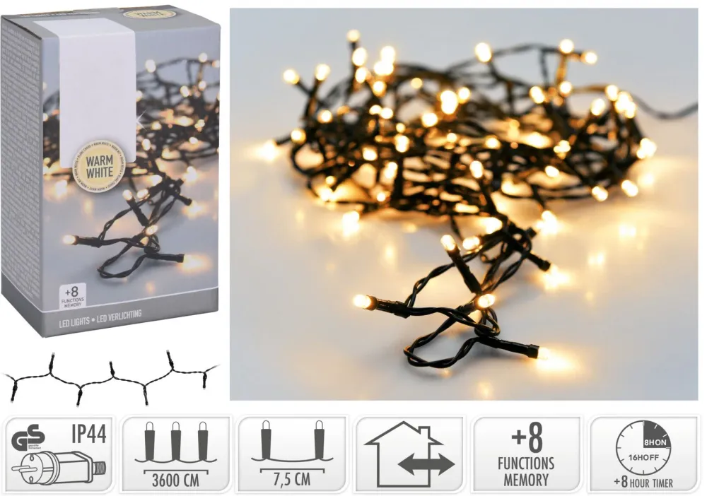 Kerstverlichting 480 Led- 36M - Warm Wit - Timer - Lichtfuncties - Geheugen - Buiten Marcels Webwinkel