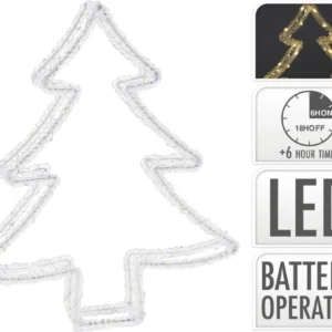 Kerstverlichting Kerstboom - 80 Led - 34 Cm - Timer - Op Batterijen - Buiten En Binnen Marcels Webwinkel