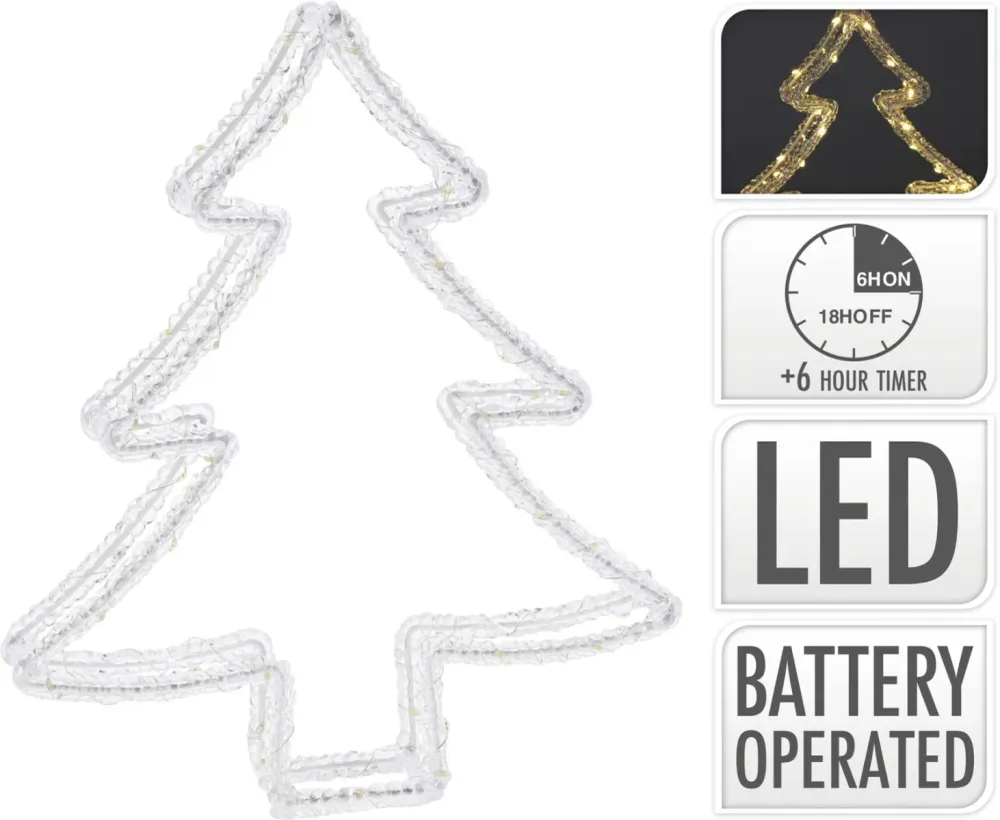 Kerstverlichting Kerstboom - 80 Led - 34 Cm - Timer - Op Batterijen - Buiten En Binnen Marcels Webwinkel