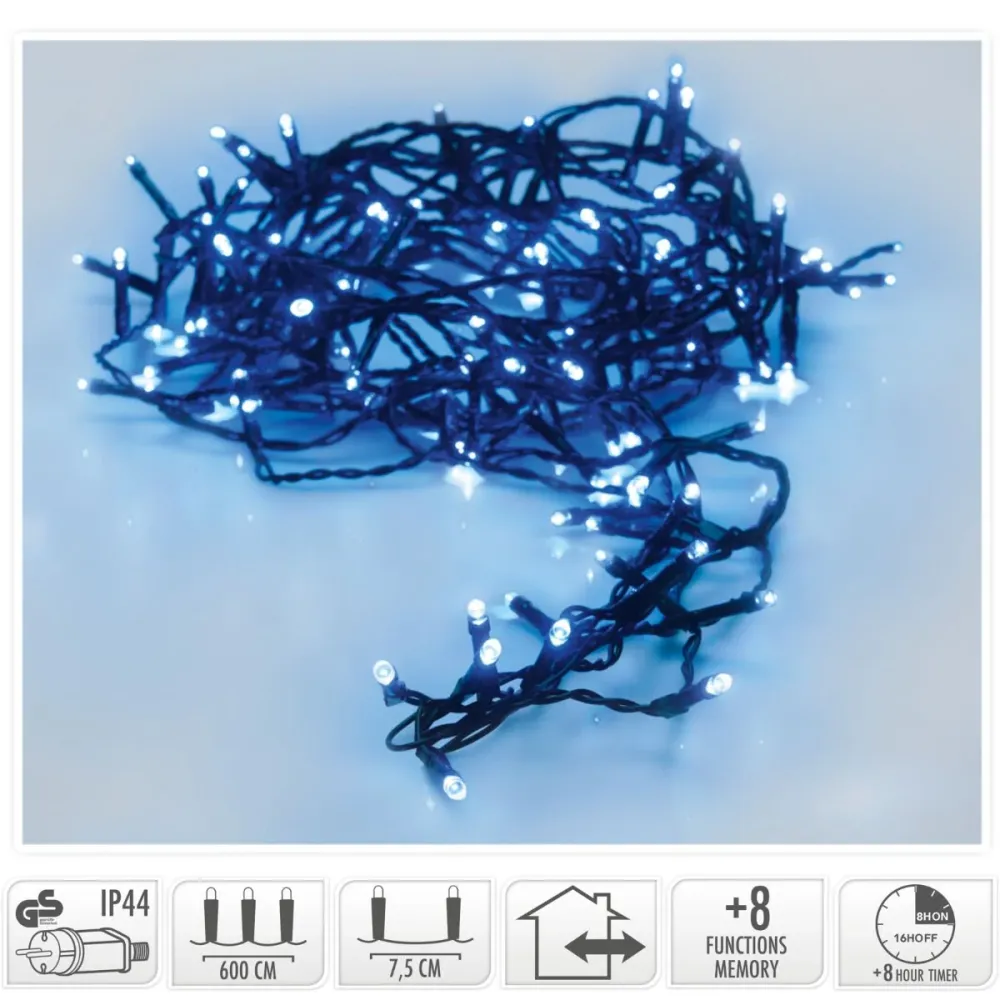 Kerstverlichting 80 Led- 6M - Blauw - Timer - Lichtfuncties - Geheugen - Buiten Marcels Webwinkel