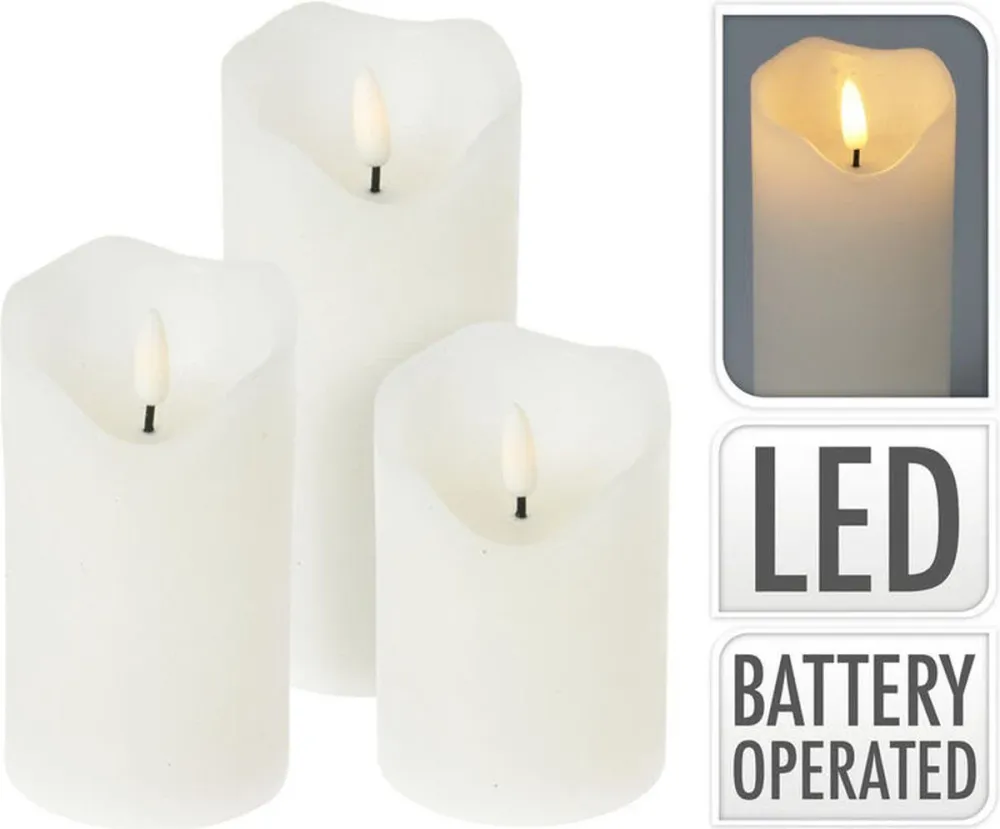 Led Kaarsen - Set Van 3 - Afstandsbediening - Wit Marcels Webwinkel