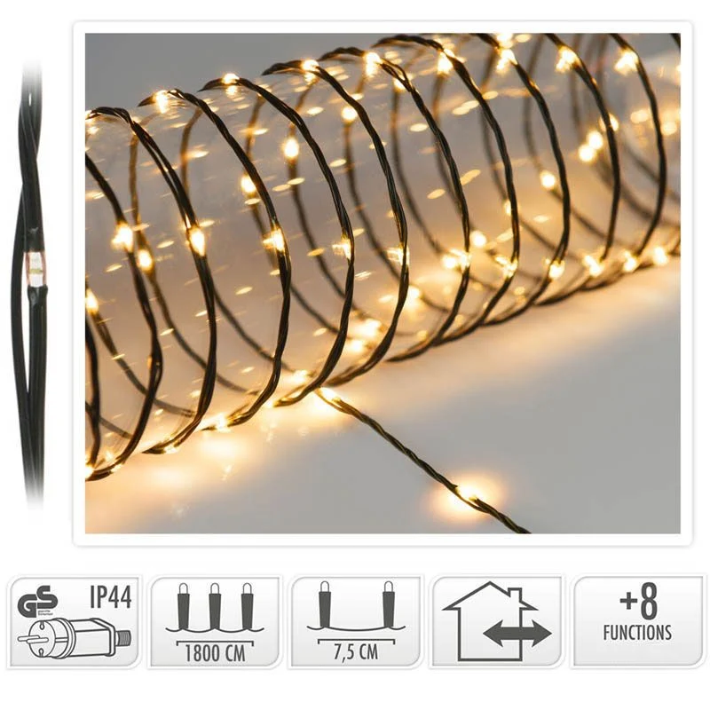 Led Verlichting 240 Led - 18 Meter - Extra Warm Wit - Voor Binnen En Buiten - 8 Lichtfuncties - Soft Wire Marcels Webwinkel