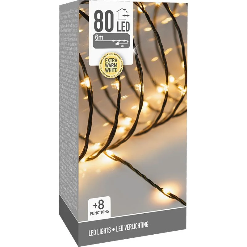 Led Verlichting 80 Led - 6 Meter - Extra Warm Wit - Soft Wire Marcels Webwinkel