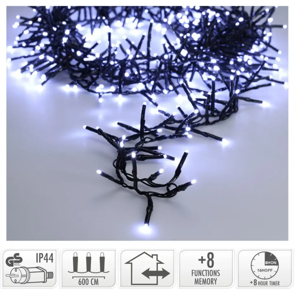 Maxi Cluster Kerstverlichting - 400 Led - 6M - Wit - Timer - Lichtfuncties - Geheugen - Buiten Marcels Webwinkel
