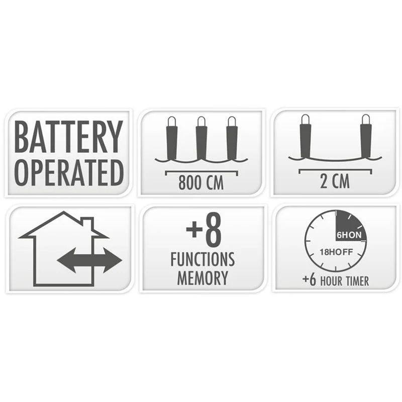 Micro Cluster 200 Led - 4M - Wit - Batterij - Lichtfuncties - Geheugen - Timer Marcels Webwinkel