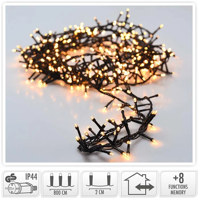 Micro Cluster - 400 Led- 8 Meter - Warm Wit - 8 Functies + Geheugen Marcels Webwinkel