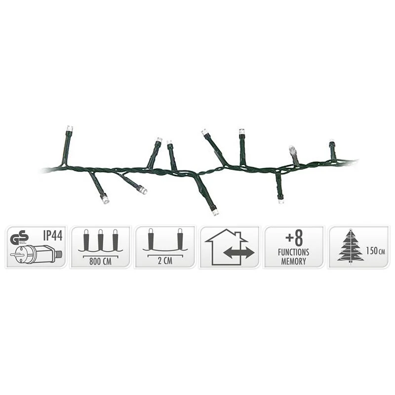 Micro Cluster 400 Led's - 8 Meter - Wit - 8 Functies + Geheugen Marcels Webwinkel