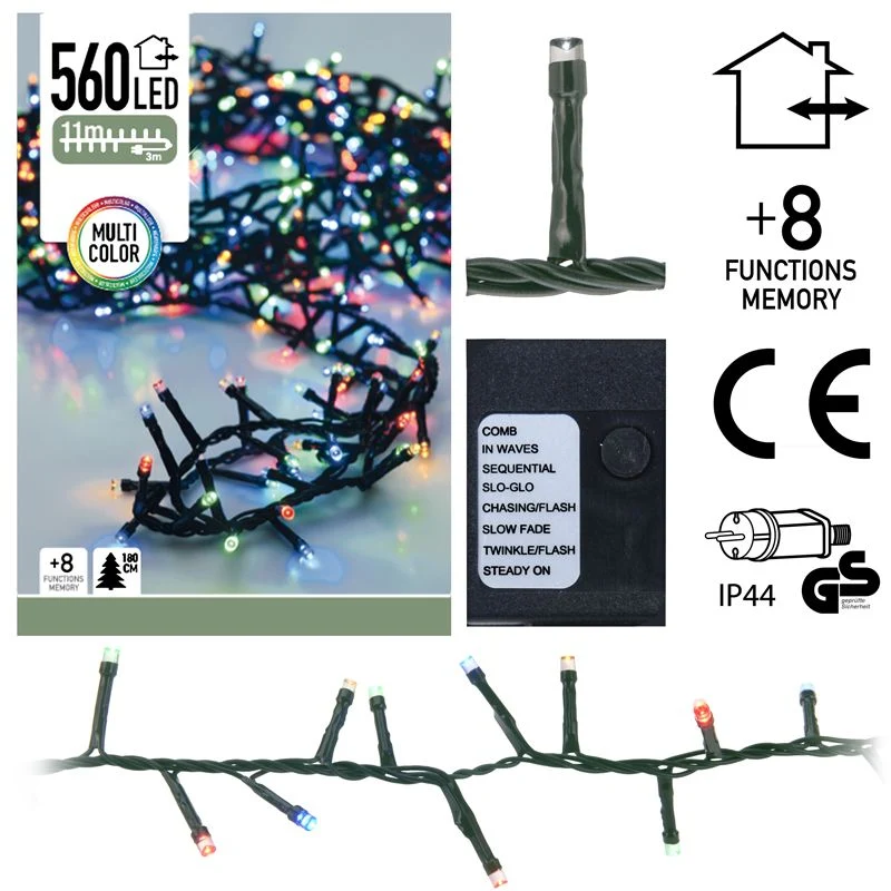 Micro Cluster - 560 Led's -11 Meter - Multicolor - 8 Functies + Geheugen Marcels Webwinkel