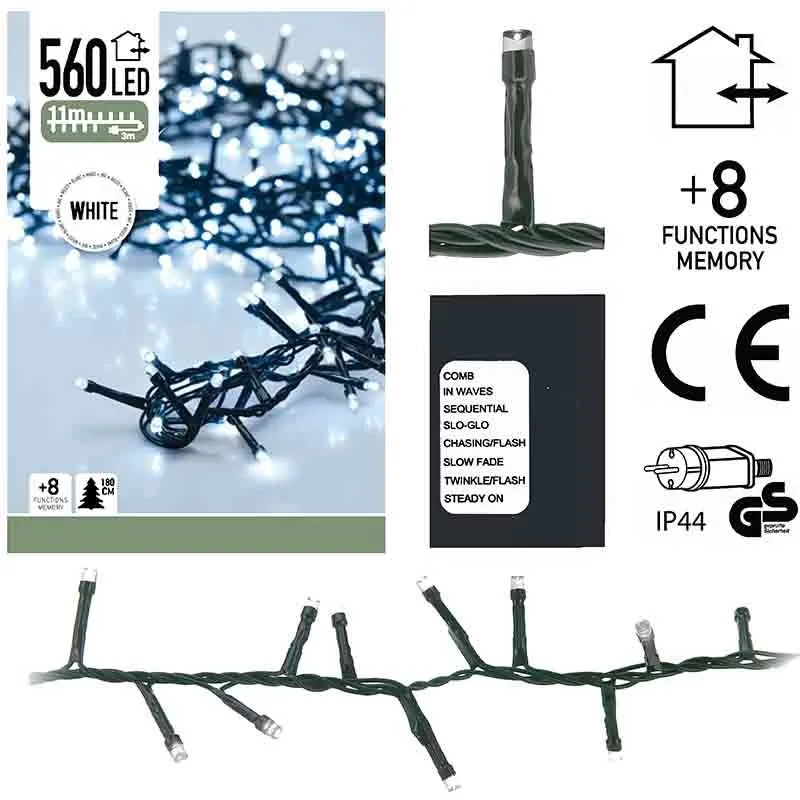Micro Cluster 560 Led's - 11 Meter - Wit - 8 Functies + Geheugen Marcels Webwinkel