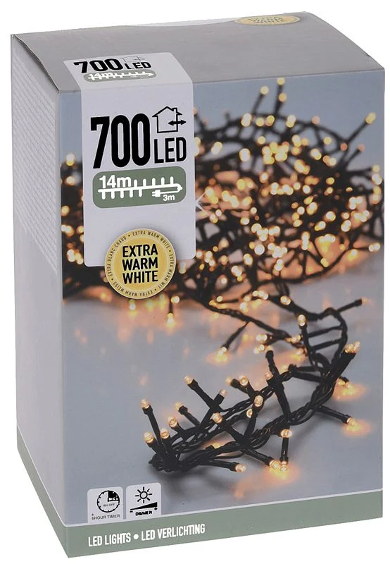 Micro Cluster 700 Led - 14M - Met Timer En Dimmer - Extra Warm Wit Marcels Webwinkel