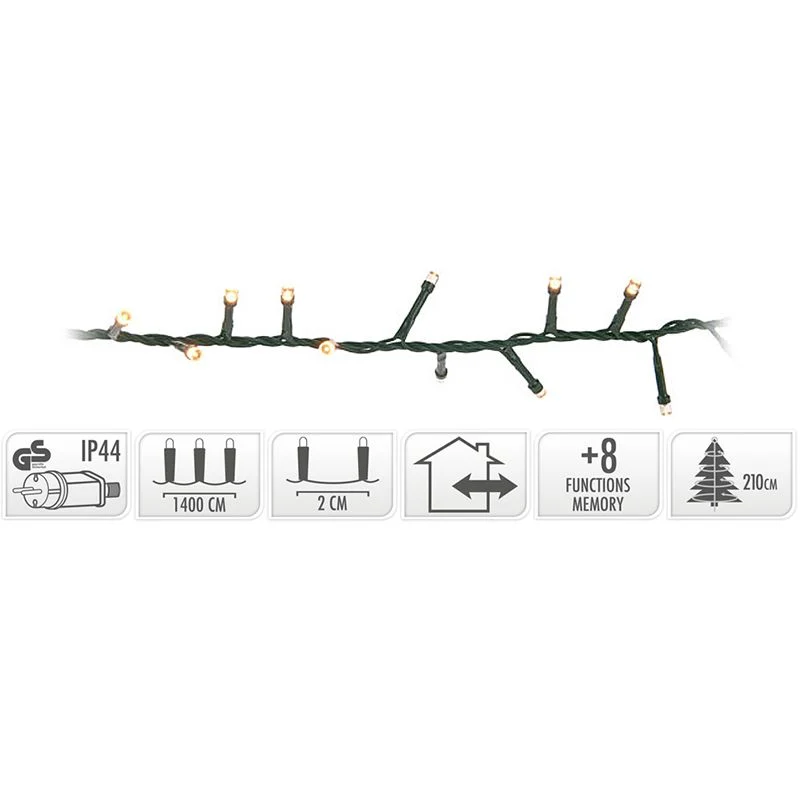 Micro Cluster 700 Led's -14 Meter - Warm Wit - 8 Functies + Geheugen Marcels Webwinkel