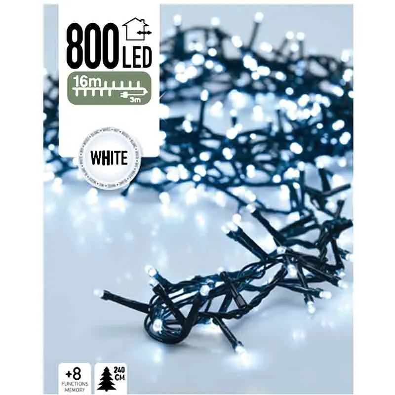 Micro Cluster 800 Led's - 16 Meter - Wit - 8 Functies + Geheugen Marcels Webwinkel